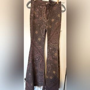 We The Free Paisley Flare Pants - Brown and Pink